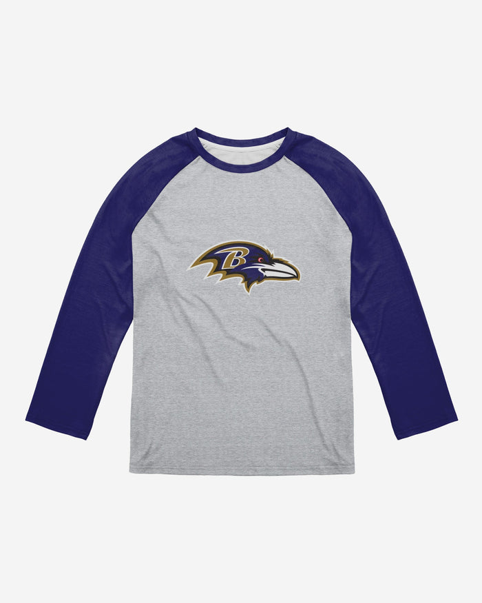 Baltimore Ravens Gray Big Logo Raglan T-Shirt FOCO - FOCO.com