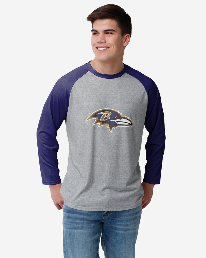 Baltimore Ravens Gray Big Logo Raglan T-Shirt FOCO S - FOCO.com