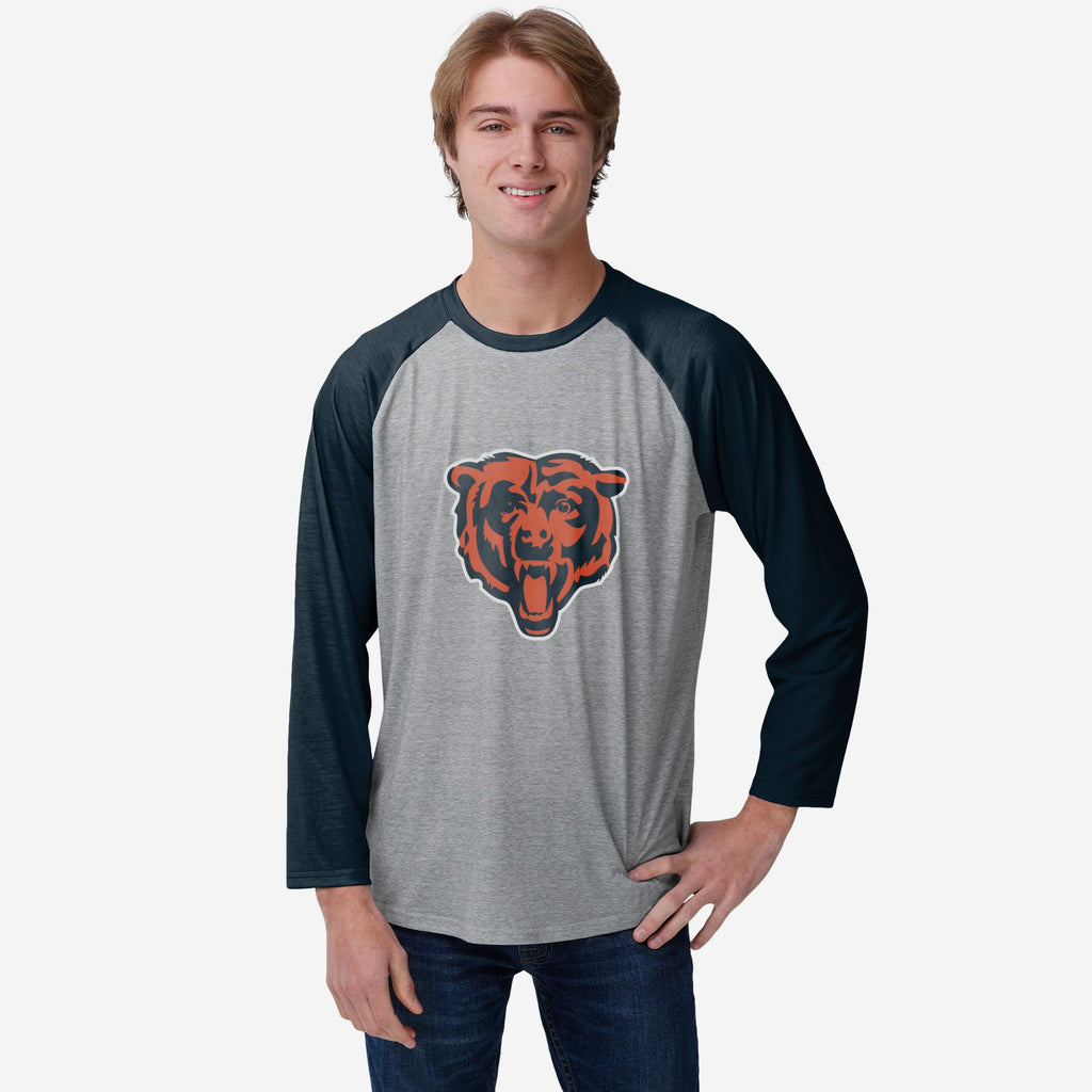 Chicago Bears Gray Big Logo Raglan T-Shirt FOCO S - FOCO.com