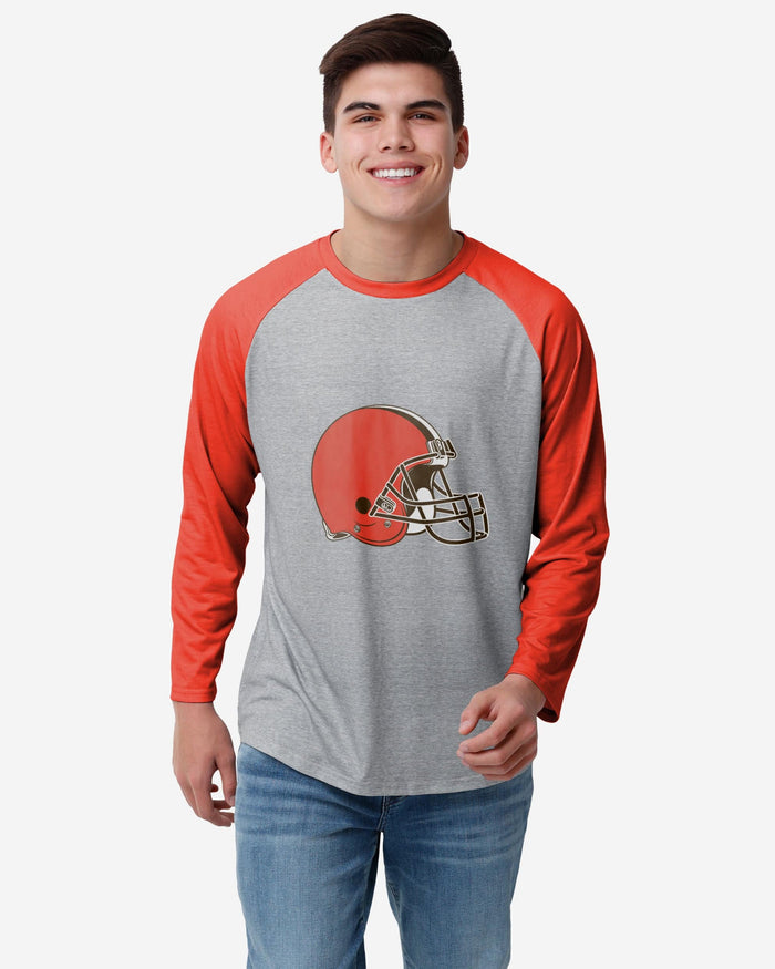 Cleveland Browns Gray Big Logo Raglan T-Shirt FOCO S - FOCO.com