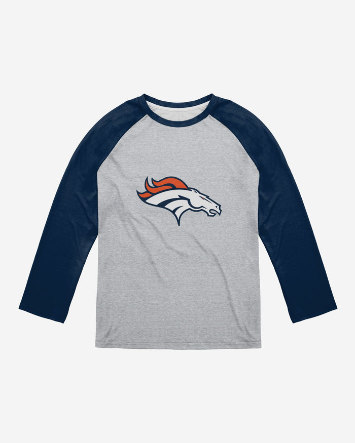 Denver Broncos Gray Big Logo Raglan T-Shirt FOCO - FOCO.com