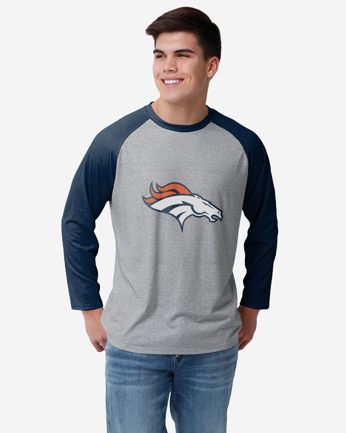 Denver Broncos Gray Big Logo Raglan T-Shirt FOCO S - FOCO.com