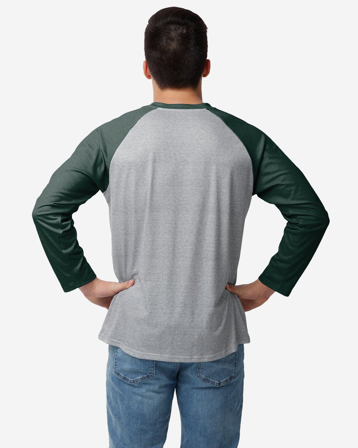 Green Bay Packers Gray Big Logo Raglan T-Shirt FOCO - FOCO.com