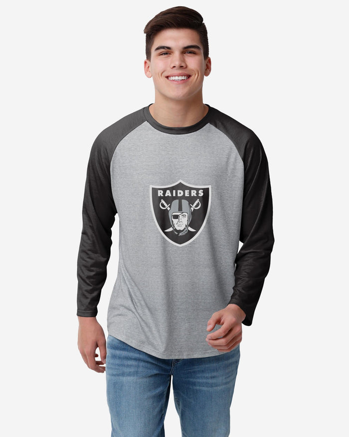 Las Vegas Raiders Gray Big Logo Raglan T-Shirt FOCO