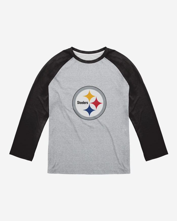 Pittsburgh Steelers Gray Big Logo Raglan T-Shirt FOCO - FOCO.com