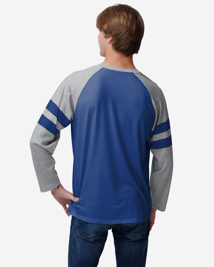 Buffalo Bills Team Stripe Wordmark Raglan T-Shirt FOCO - FOCO.com