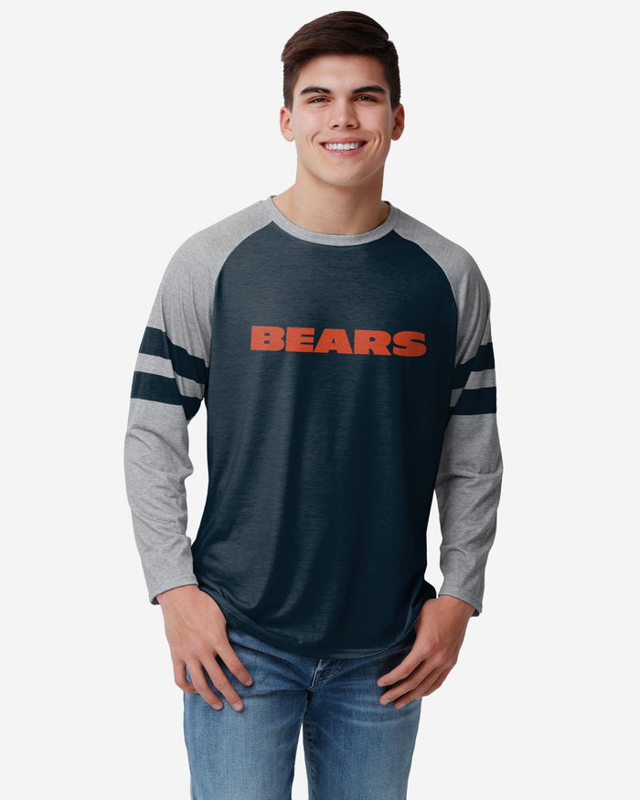 Chicago Bears Team Stripe Wordmark Raglan T-Shirt FOCO S - FOCO.com