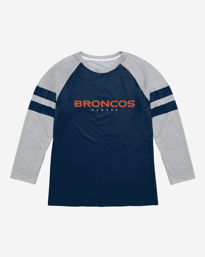 Denver Broncos Team Stripe Wordmark Raglan T-Shirt FOCO - FOCO.com