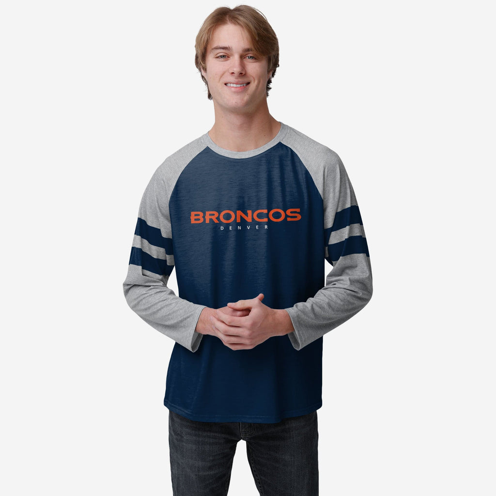 Denver Broncos Team Stripe Wordmark Raglan T-Shirt FOCO S - FOCO.com