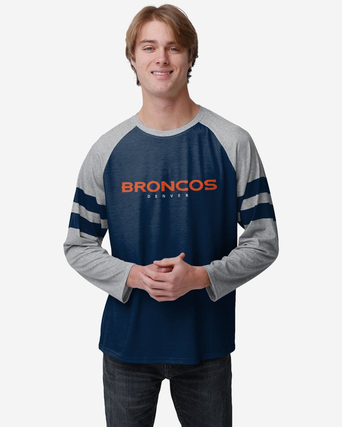 Denver Broncos Team Stripe Wordmark Raglan T-Shirt FOCO S - FOCO.com