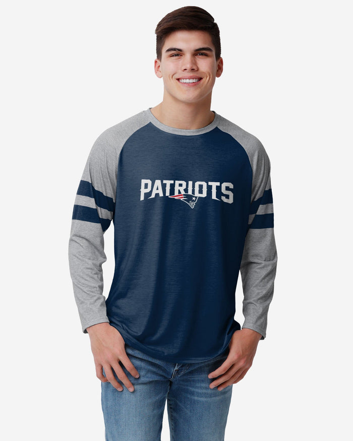 New England Patriots Team Stripe Wordmark Raglan T-Shirt FOCO S - FOCO.com