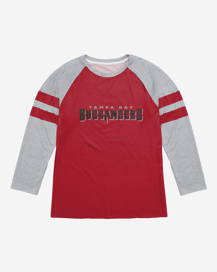 Tampa Bay Buccaneers Team Stripe Wordmark Raglan T-Shirt FOCO - FOCO.com