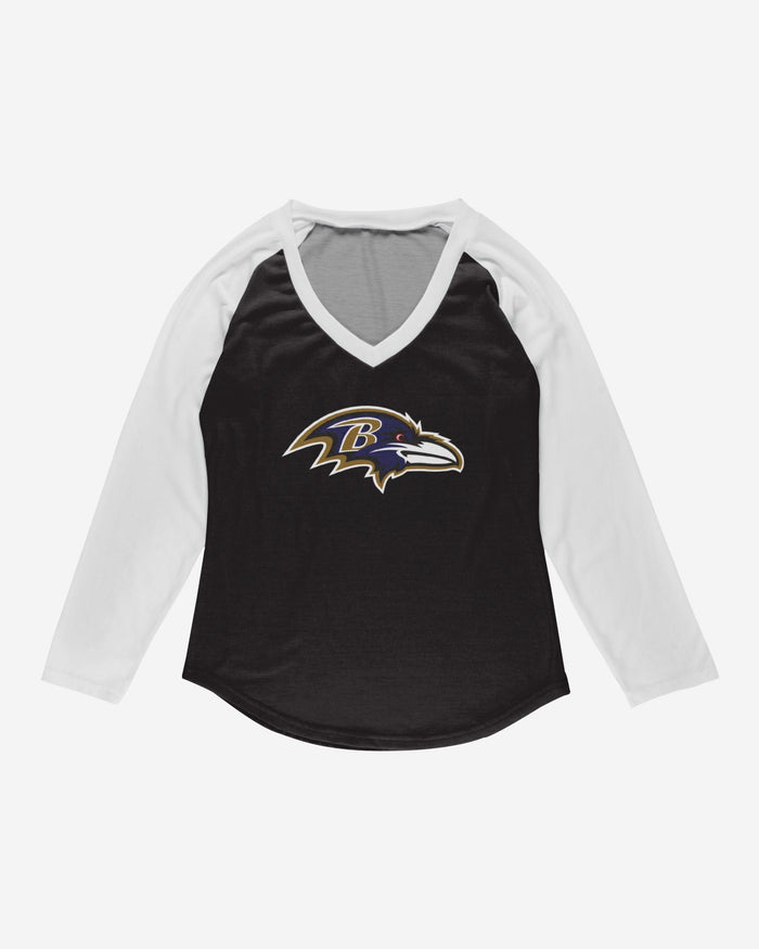 Baltimore Ravens Womens Big Logo Solid Raglan T-Shirt FOCO - FOCO.com