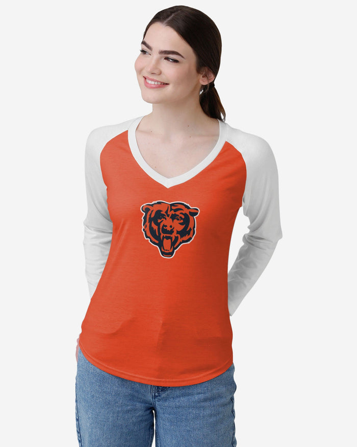 Chicago Bears Womens Big Logo Solid Raglan T-Shirt FOCO S - FOCO.com