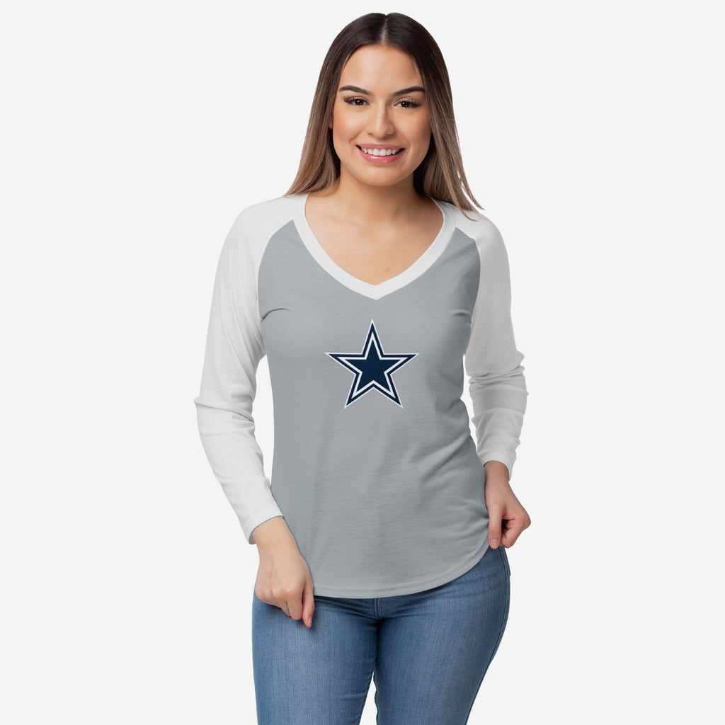 Dallas Cowboys Womens Big Logo Solid Raglan T-Shirt FOCO S - FOCO.com