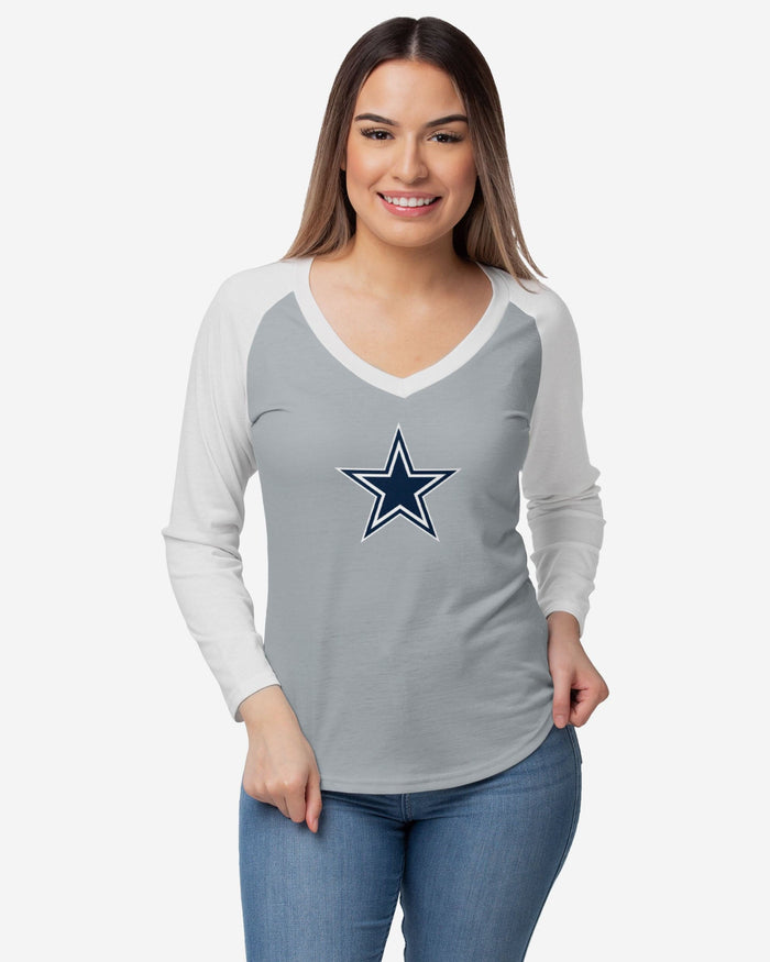 Dallas Cowboys Womens Big Logo Solid Raglan T-Shirt FOCO S - FOCO.com