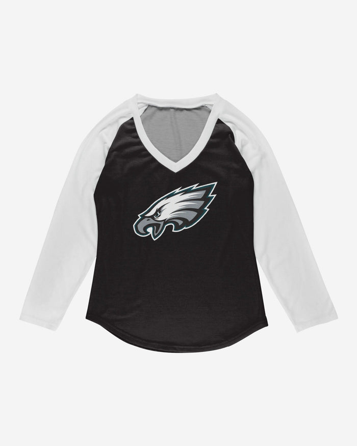 Philadelphia Eagles Womens Big Logo Solid Raglan T-Shirt FOCO - FOCO.com