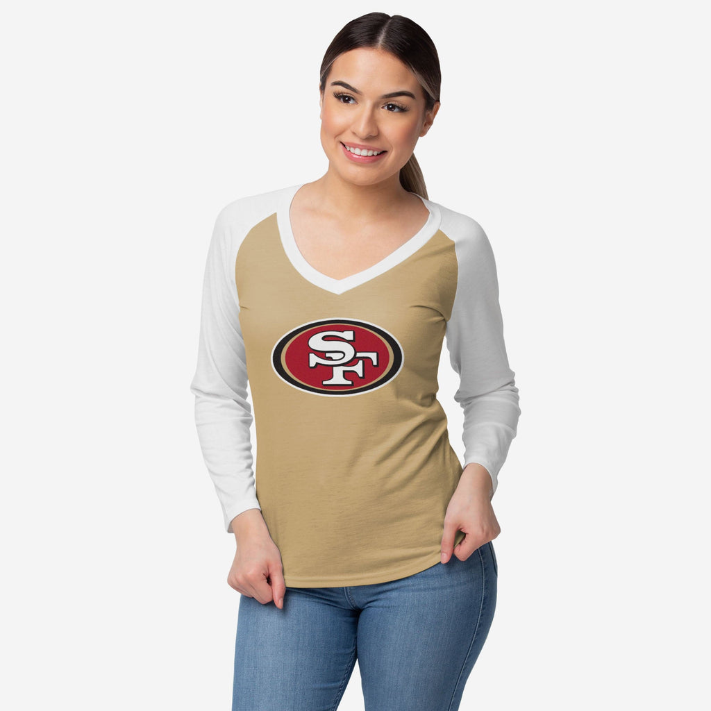 San Francisco 49ers Womens Big Logo Solid Raglan T-Shirt FOCO S - FOCO.com