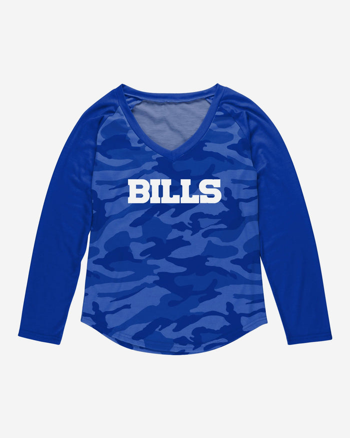 Buffalo Bills Womens Wordmark Tonal Camo Raglan T-Shirt FOCO - FOCO.com