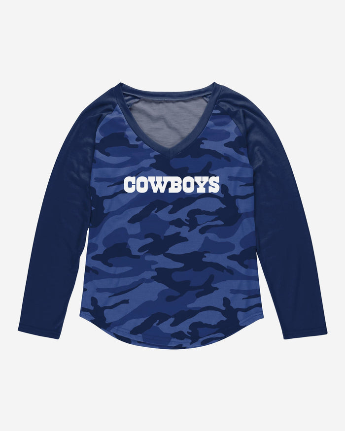 Dallas Cowboys Womens Wordmark Tonal Camo Raglan T-Shirt FOCO - FOCO.com