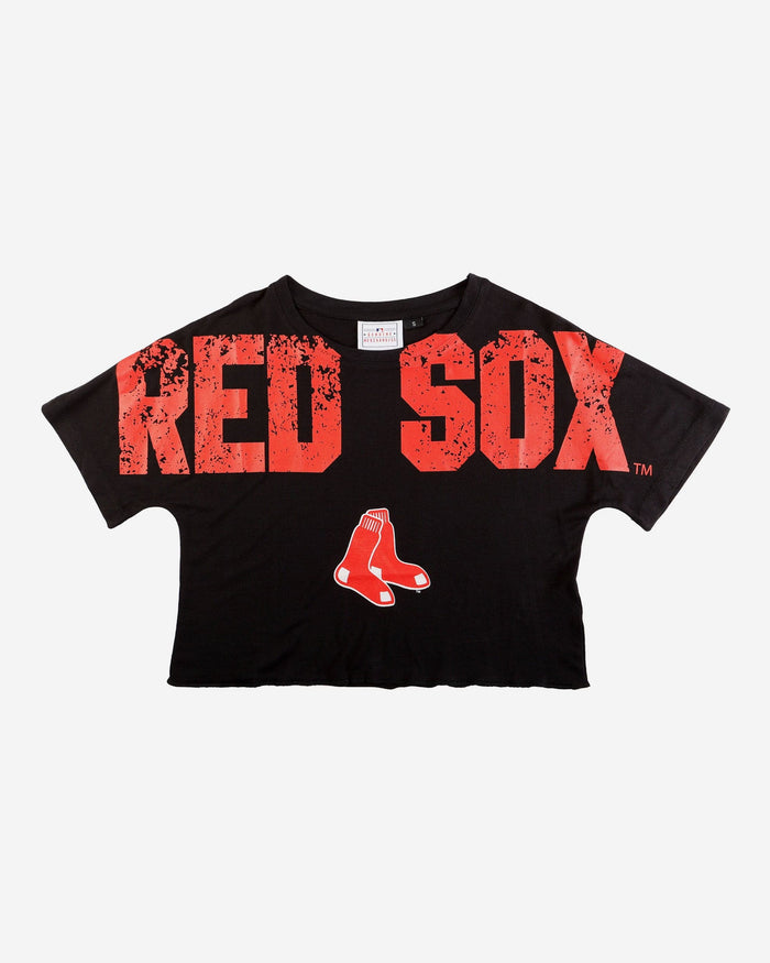 Boston Red Sox Womens Distressed Wordmark Crop Top FOCO - FOCO.com