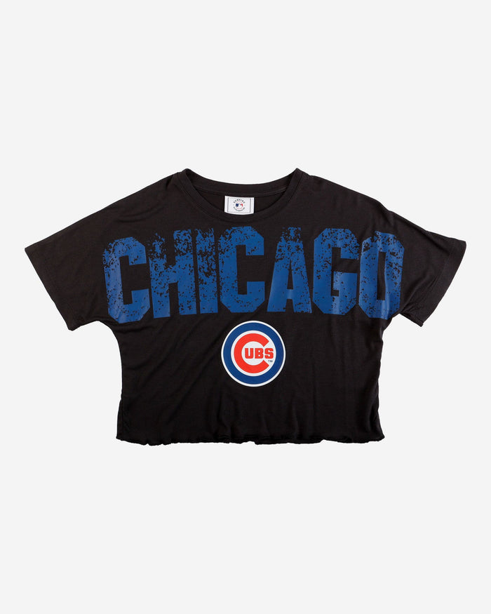 Chicago Cubs Womens Distressed Wordmark Crop Top FOCO - FOCO.com