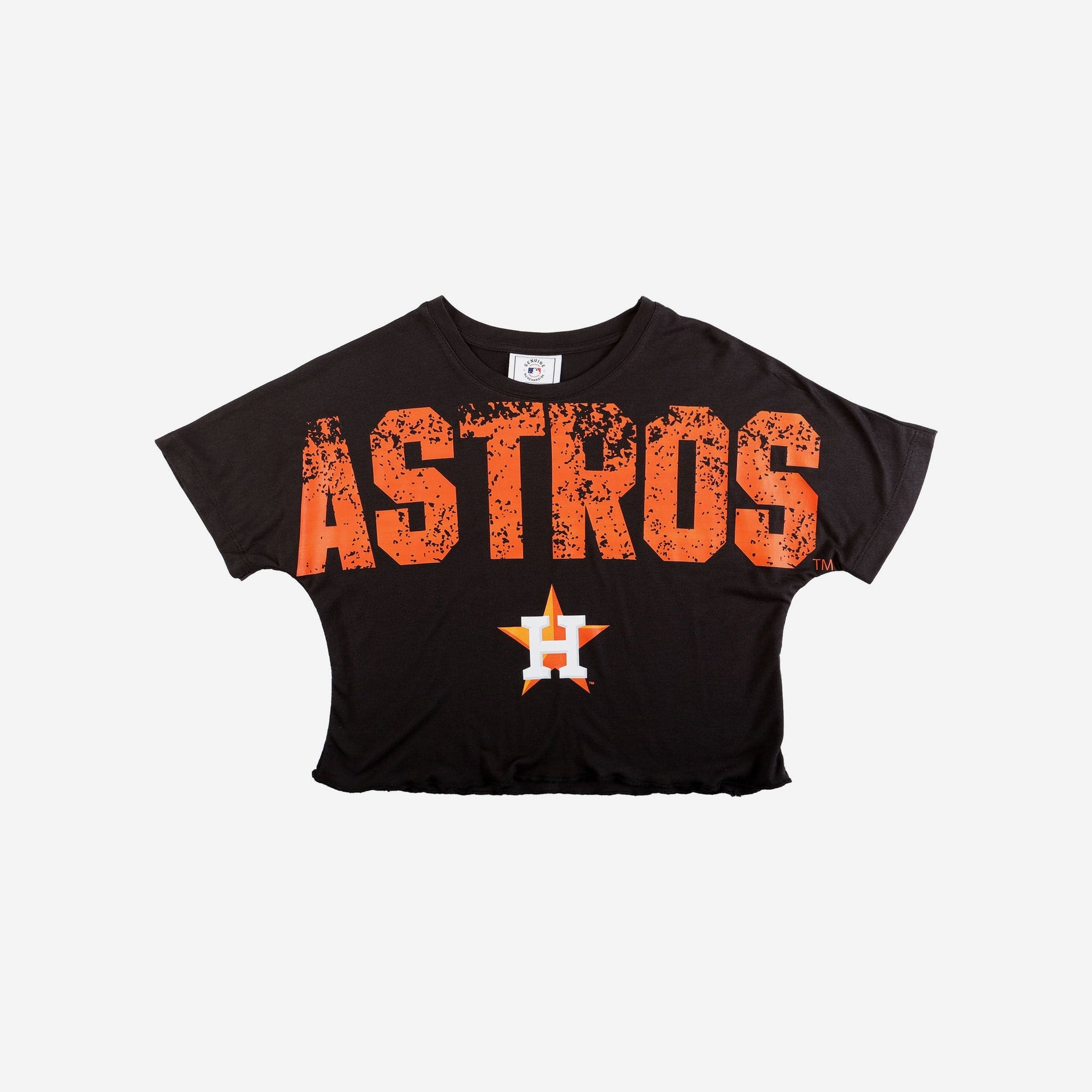 Houston Astros Womens Petite Distressed Wordmark Crop Top FOCO