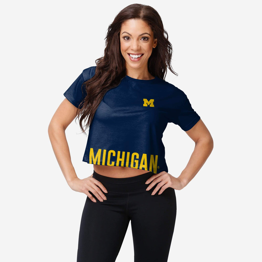 Michigan Wolverines Womens Bottom Line Crop Top FOCO S - FOCO.com