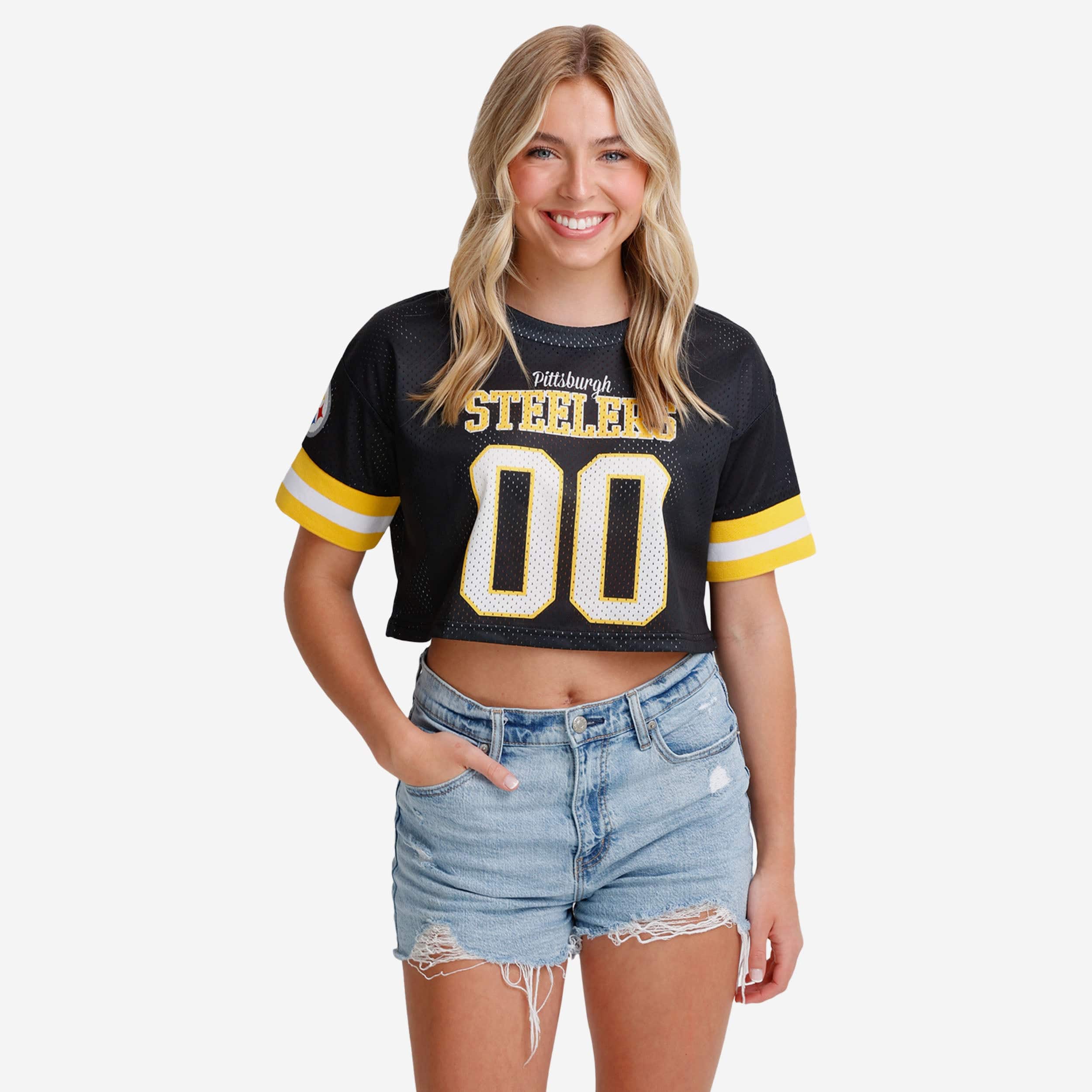FOCO Women's NFL Ladies Fashion Gameday Jersey Mesh Crop Top Shirt FOCO Women's NFL Ladies Fashion Gameday Jersey Mesh Crop Top Shirt