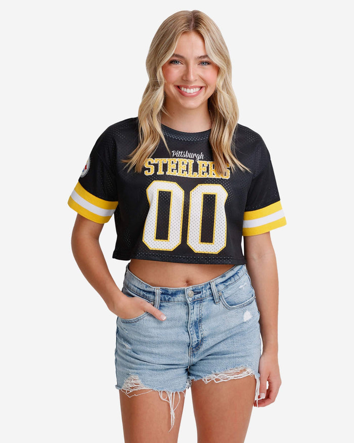 Pittsburgh Steelers Womens Gameday Mesh Crop Top FOCO S - FOCO.com