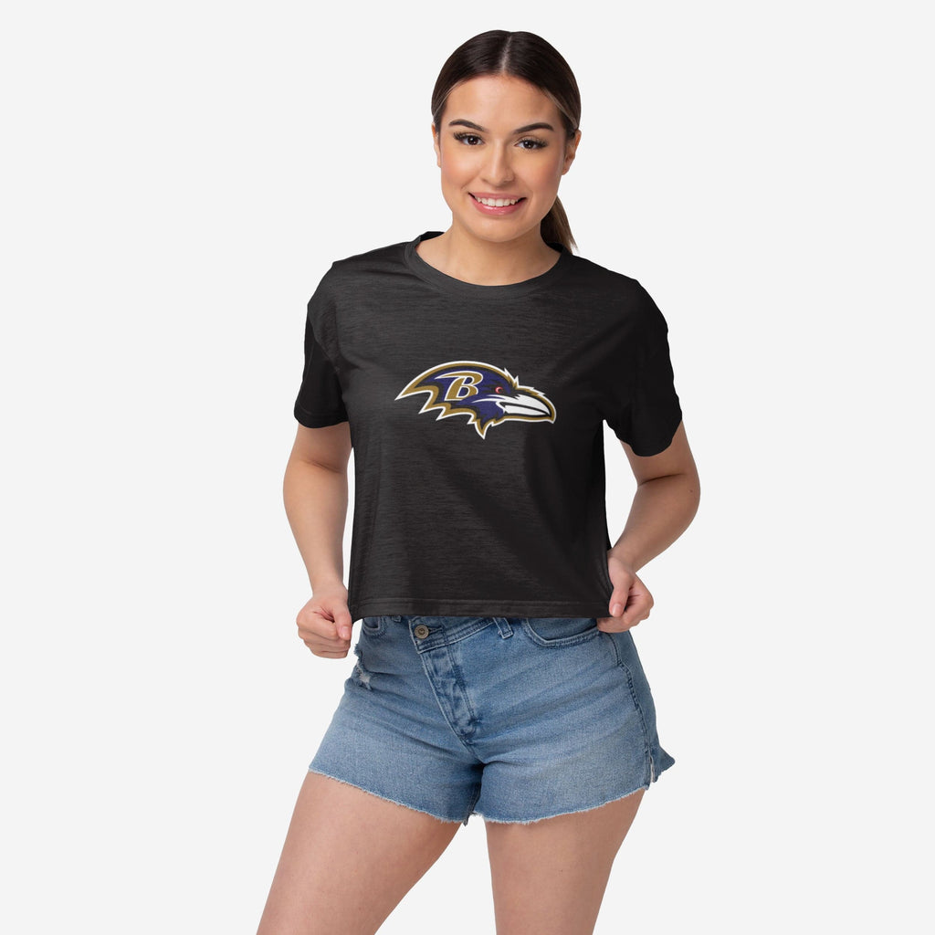 Baltimore Ravens Womens Alternate Team Color Crop Top FOCO S - FOCO.com