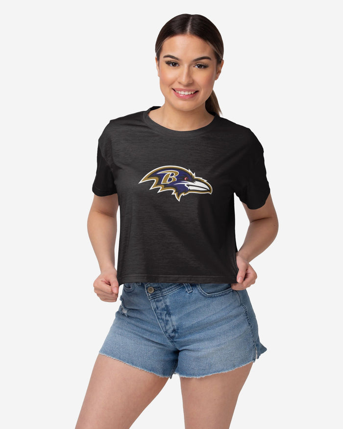 Baltimore Ravens Womens Alternate Team Color Crop Top FOCO S - FOCO.com