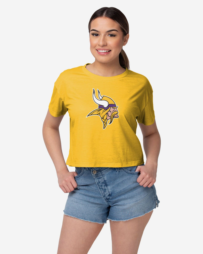 Minnesota Vikings Womens Alternate Team Color Crop Top FOCO S - FOCO.com