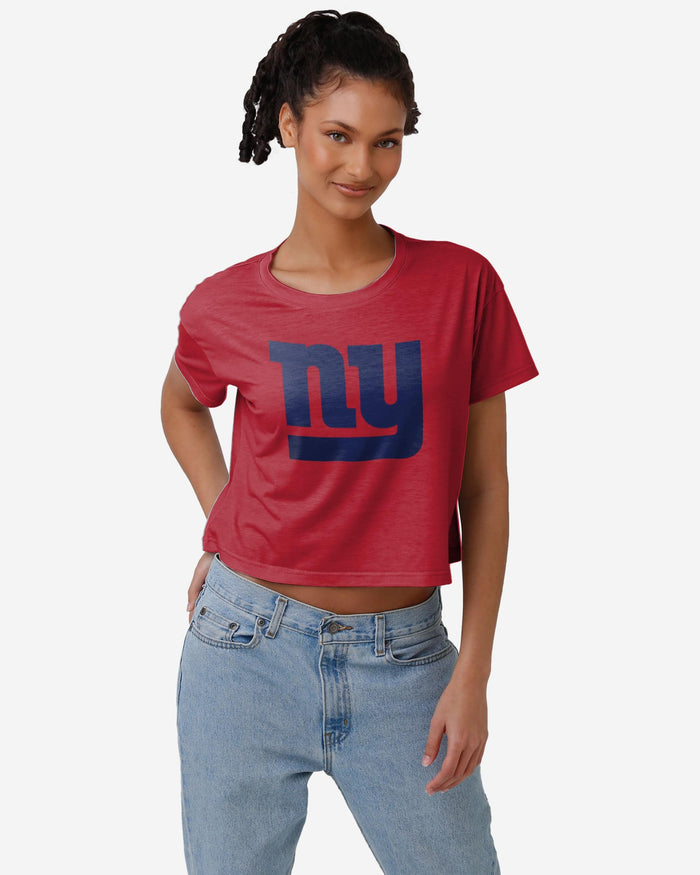 New York Giants Womens Alternate Team Color Crop Top FOCO S - FOCO.com