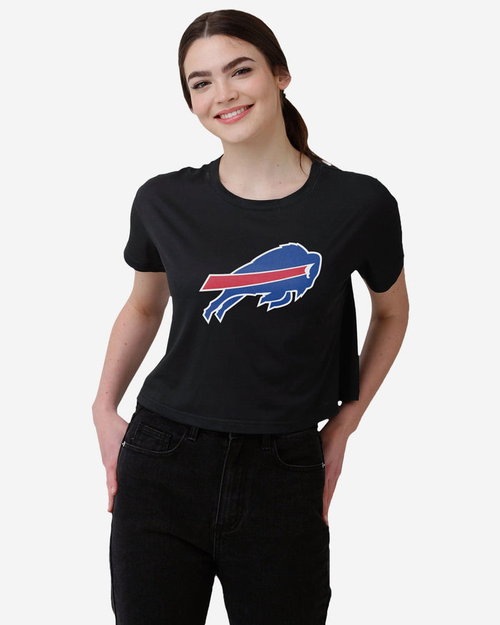 Buffalo Bills Womens Black Big Logo Crop Top FOCO S - FOCO.com