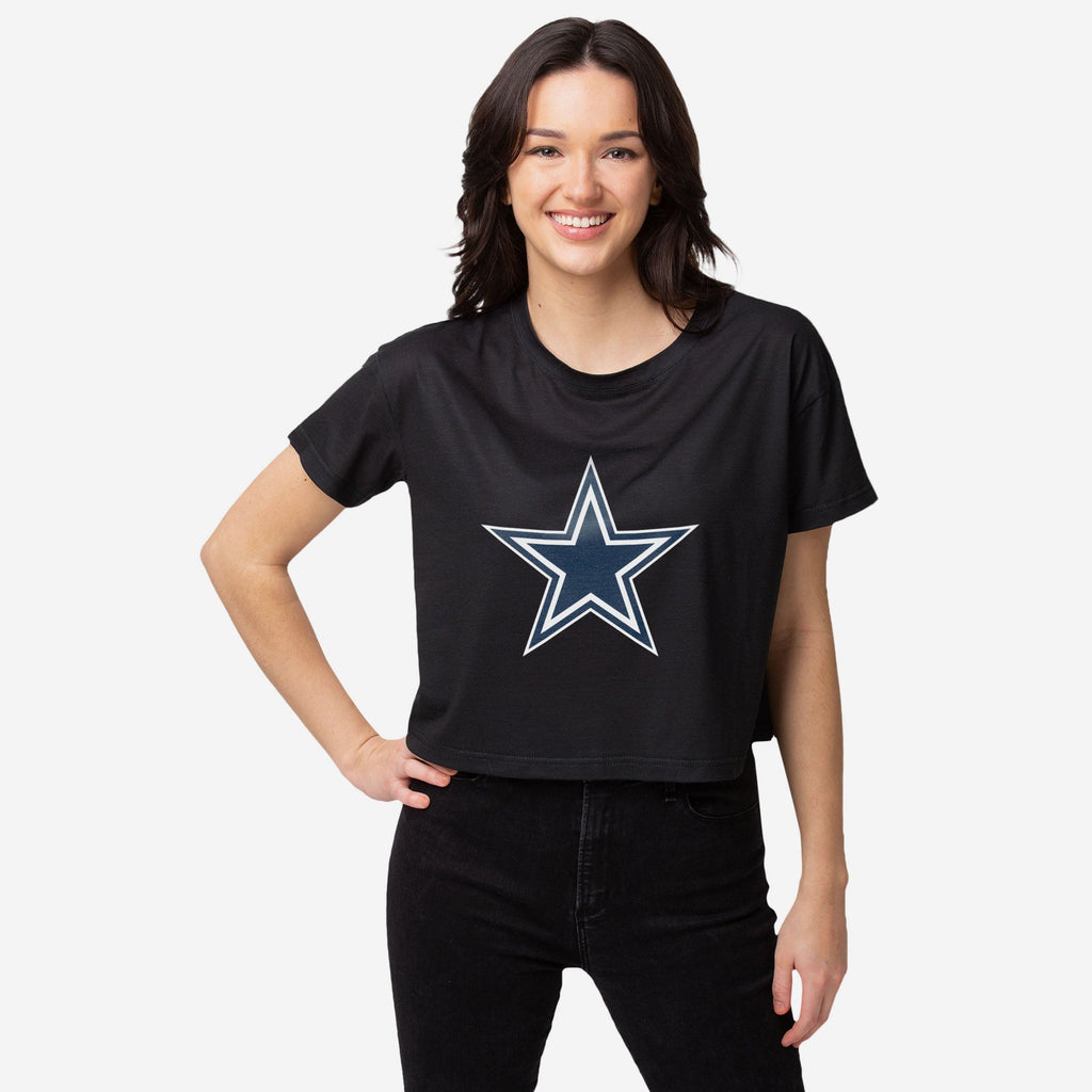 Dallas Cowboys Womens Black Big Logo Crop Top FOCO S - FOCO.com