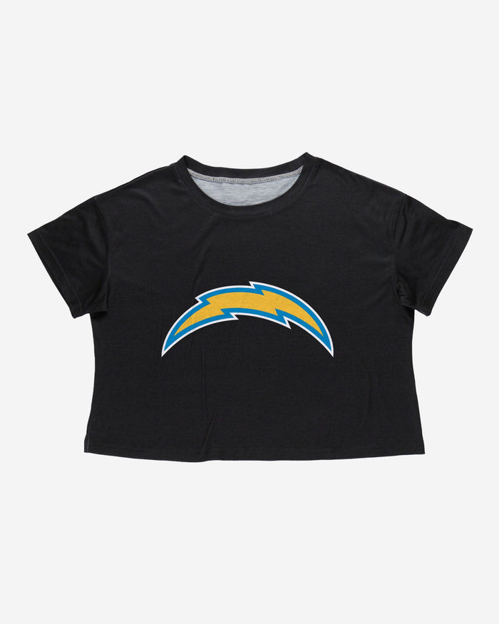 Los Angeles Chargers Womens Black Big Logo Crop Top FOCO - FOCO.com