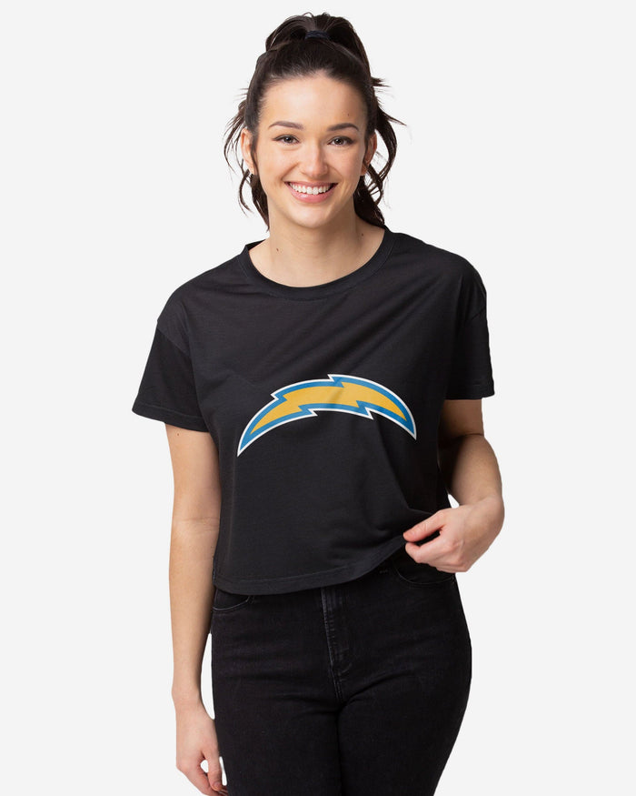 Los Angeles Chargers Womens Black Big Logo Crop Top FOCO S - FOCO.com