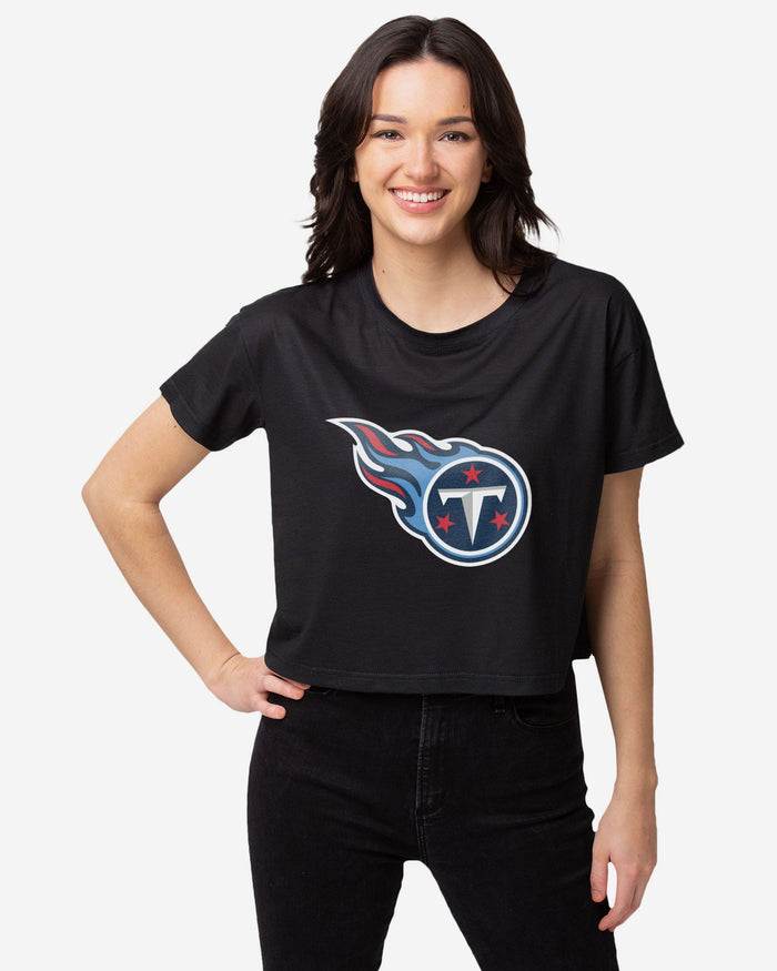 Tennessee Titans Womens Black Big Logo Crop Top FOCO S - FOCO.com