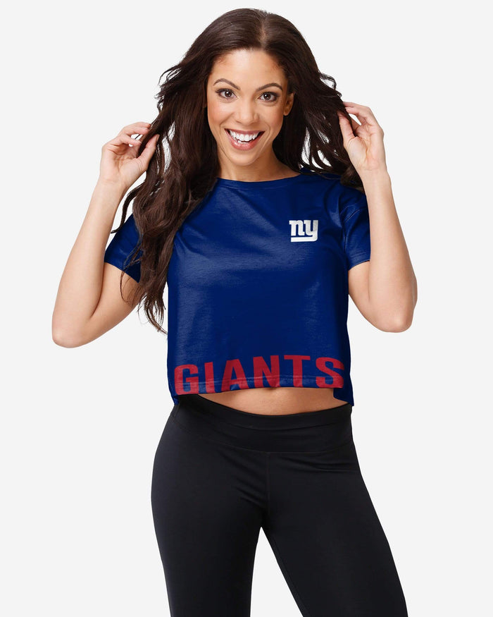 New York Giants Womens Bottom Line Crop Top FOCO S - FOCO.com
