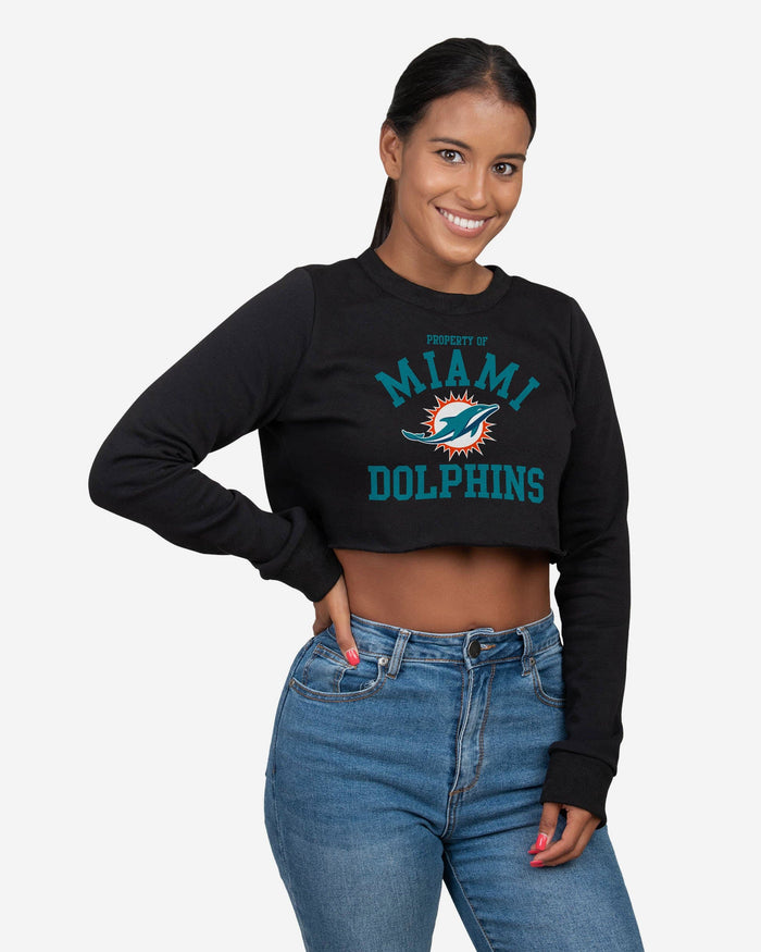 Miami Dolphins Womens Cropped Team Crewneck FOCO S - FOCO.com