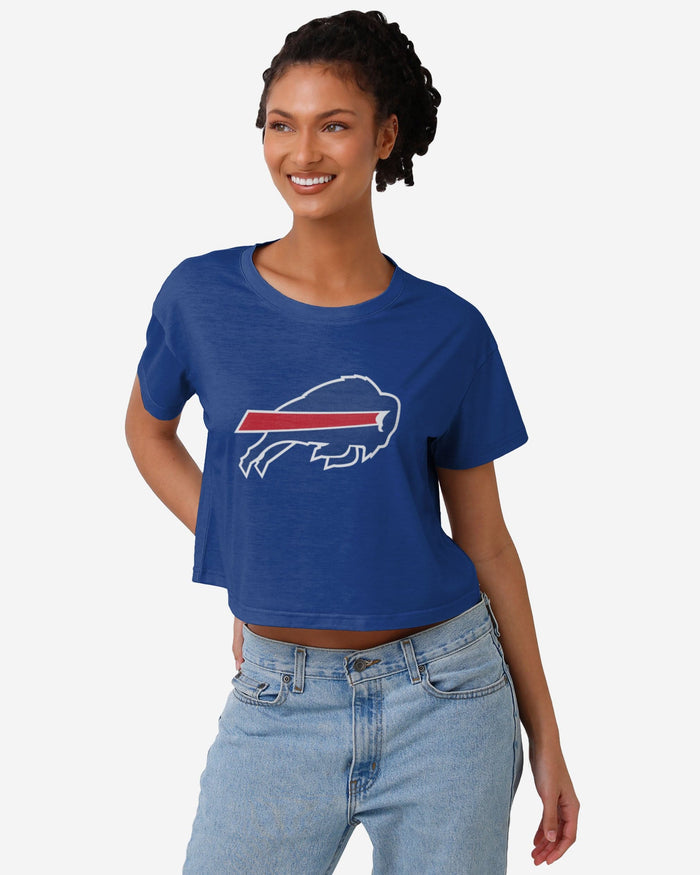 Buffalo Bills Womens Solid Big Logo Crop Top FOCO S - FOCO.com