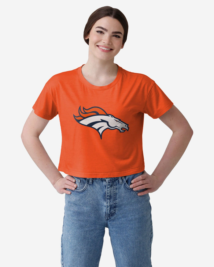 Denver Broncos Womens Solid Big Logo Crop Top FOCO S - FOCO.com