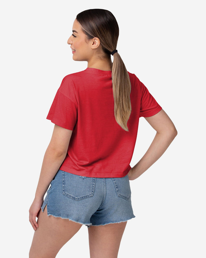 Kansas City Chiefs Womens Solid Big Logo Crop Top FOCO - FOCO.com