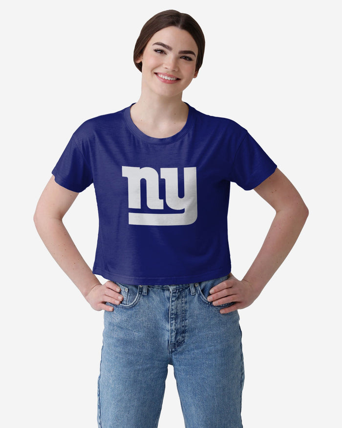 New York Giants Womens Solid Big Logo Crop Top FOCO S - FOCO.com