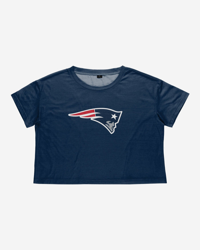 New England Patriots Womens Solid Big Logo Crop Top FOCO - FOCO.com