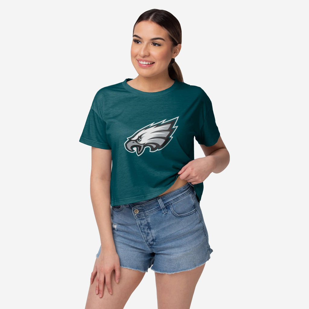 Philadelphia Eagles Womens Solid Big Logo Crop Top FOCO S - FOCO.com
