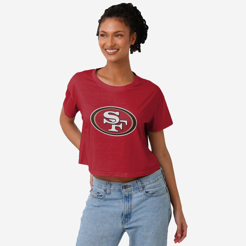 San Francisco 49ers Womens Solid Big Logo Crop Top FOCO S - FOCO.com