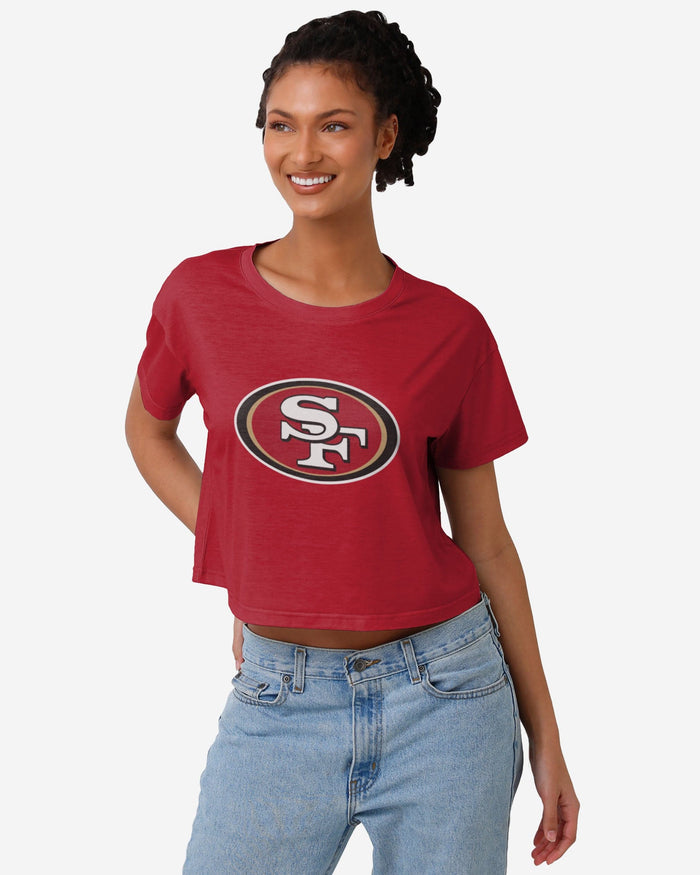 San Francisco 49ers Womens Solid Big Logo Crop Top FOCO