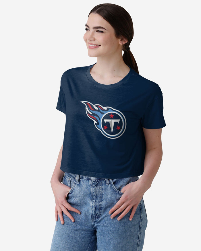 Tennessee Titans Womens Solid Big Logo Crop Top FOCO S - FOCO.com